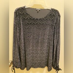 Talbots Black Velvet Patterned Women's Blouse Damask